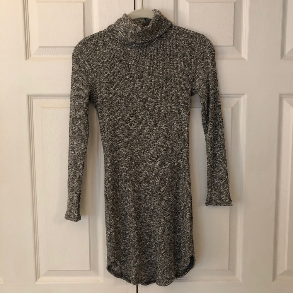 Gray turtleneck sweater dress